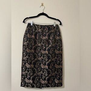 Worthington Gold and Black Woven Thread Lace Damask‎ Skirt - 4